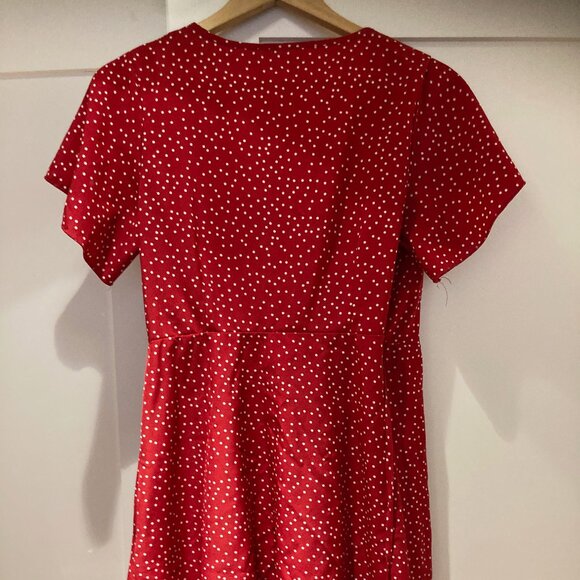 Shein Red Polka Dot Wrap Dress Size 6 (M) - Picture 3 of 13